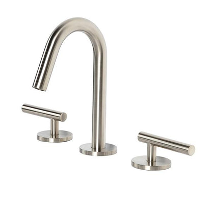 Lacava - Cigno Deck-Mount Three-Hole Faucet With A Gooseneck Swiveling Spout, Two Lever Handles, And A Pop-Up Drain