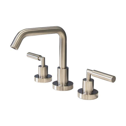 Lacava - Cigno Deck-Mount Three-Hole Faucet With A Squared-Gooseneck Swiveling Spout, Two Lever Handles, And A Pop-Up Drain