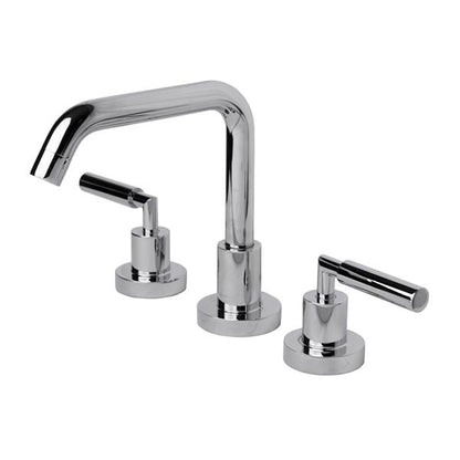 Lacava - Cigno Deck-Mount Three-Hole Faucet With A Squared-Gooseneck Swiveling Spout, Two Lever Handles, And A Pop-Up Drain