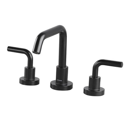 Lacava - Cigno Deck-Mount Three-Hole Faucet With A Squared-Gooseneck Swiveling Spout, Two Curved Lever Handles, And A Pop-Up Drain
