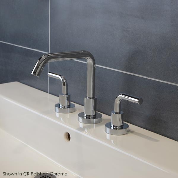 Lacava - Cigno Deck-Mount Three-Hole Faucet With A Squared-Gooseneck Swiveling Spout, Two Curved Lever Handles, And A Pop-Up Drain