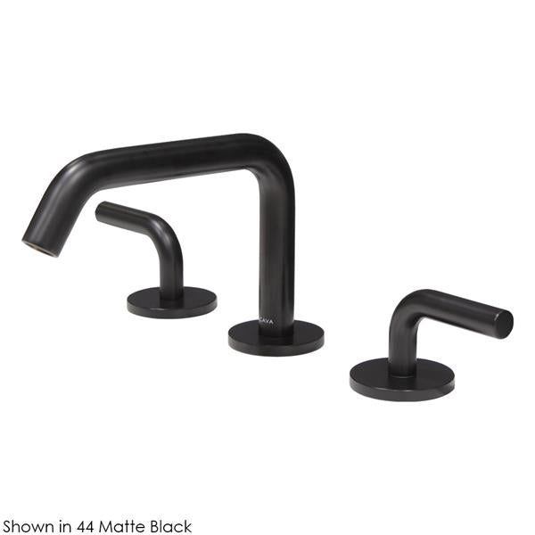 Lacava - Cigno Deck-Mount Three-Hole Faucet With A Squared-Gooseneck Swiveling Spout, And A Click Clack Drain Two Curved Lever Handles