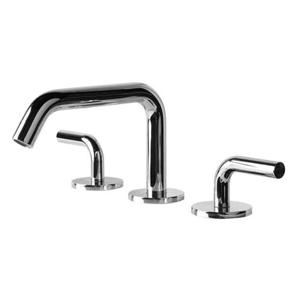 Lacava - Cigno Deck-Mount Three-Hole Faucet With A Squared-Gooseneck Swiveling Spout, And A Click Clack Drain Two Curved Lever Handles