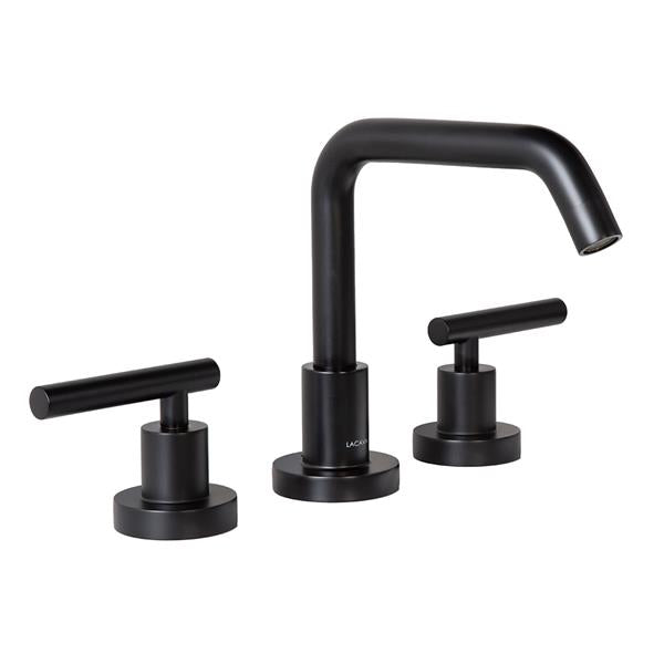 Lacava - Cigno Deck-Mount Three-Hole Faucet With A Squared-Gooseneck Swiveling Spout, Two Lever Handles, And A Pop-Up Drain