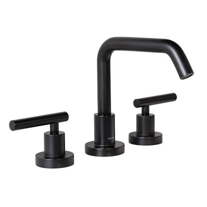 Lacava - Cigno Deck-Mount Three-Hole Faucet With A Squared-Gooseneck Swiveling Spout, Two Lever Handles, And A Pop-Up Drain