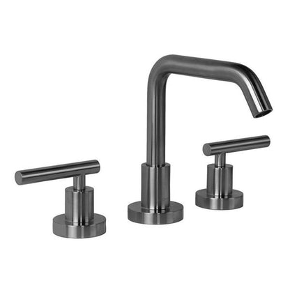 Lacava - Cigno Deck-Mount Three-Hole Faucet With A Squared-Gooseneck Swiveling Spout, Two Lever Handles, And A Pop-Up Drain