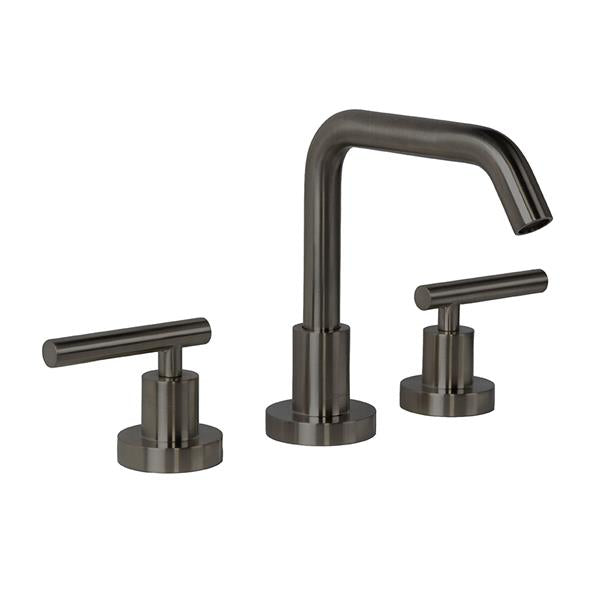 Lacava - Cigno Deck-Mount Three-Hole Faucet With A Squared-Gooseneck Swiveling Spout, Two Lever Handles, And A Pop-Up Drain