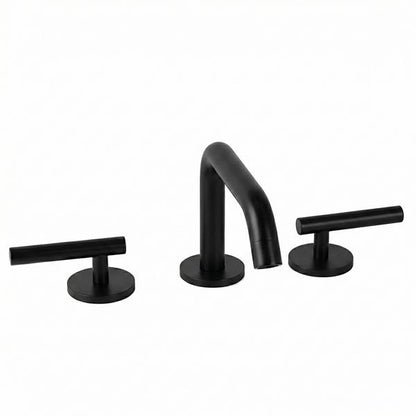 Lacava - Cigno Deck-Mount Three-Hole Faucet With A Squared-Gooseneck Swiveling Spout, Two Lever Handles, And A Pop-Up Drain