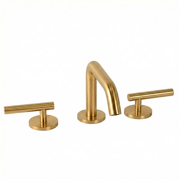 Lacava - Cigno Deck-Mount Three-Hole Faucet With A Squared-Gooseneck Swiveling Spout, Two Lever Handles, And A Pop-Up Drain