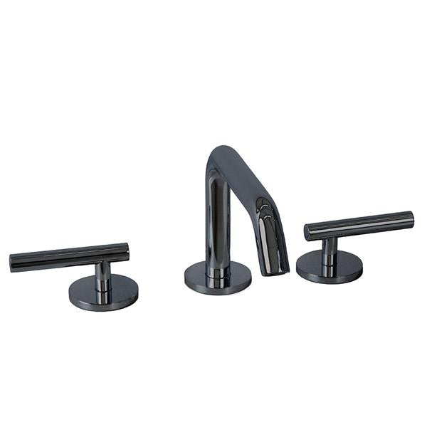 Lacava - Cigno Deck-Mount Three-Hole Faucet With A Squared-Gooseneck Swiveling Spout, Two Lever Handles, And A Pop-Up Drain