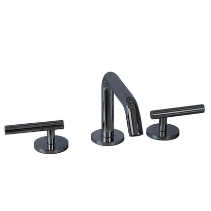 Lacava - Cigno Deck-Mount Three-Hole Faucet With A Squared-Gooseneck Swiveling Spout, Two Lever Handles, And A Pop-Up Drain