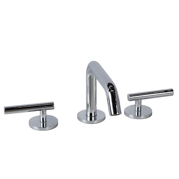 Lacava - Cigno Deck-Mount Three-Hole Faucet With A Squared-Gooseneck Swiveling Spout, Two Lever Handles, And A Pop-Up Drain