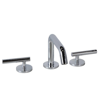Lacava - Cigno Deck-Mount Three-Hole Faucet With A Squared-Gooseneck Swiveling Spout, Two Lever Handles, And A Pop-Up Drain