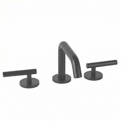 Lacava - Cigno Deck-Mount Three-Hole Faucet With A Squared-Gooseneck Swiveling Spout, Two Lever Handles, And A Pop-Up Drain