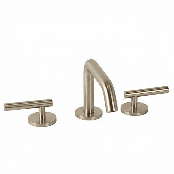 Lacava - Cigno Deck-Mount Three-Hole Faucet With A Squared-Gooseneck Swiveling Spout, Two Lever Handles, And A Pop-Up Drain