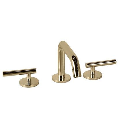 Lacava - Cigno Deck-Mount Three-Hole Faucet With A Squared-Gooseneck Swiveling Spout, Two Lever Handles, And A Pop-Up Drain