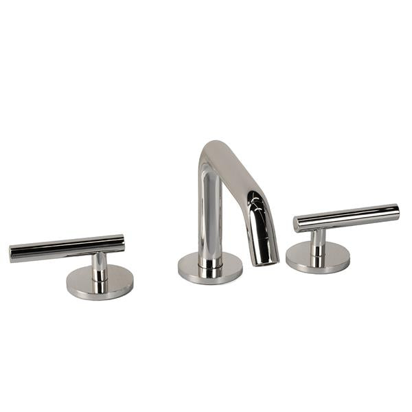 Lacava - Cigno Deck-Mount Three-Hole Faucet With A Squared-Gooseneck Swiveling Spout, Two Lever Handles, And A Pop-Up Drain