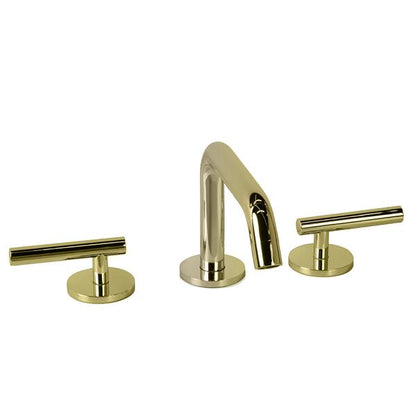 Lacava - Cigno Deck-Mount Three-Hole Faucet With A Squared-Gooseneck Swiveling Spout, Two Lever Handles, And A Pop-Up Drain