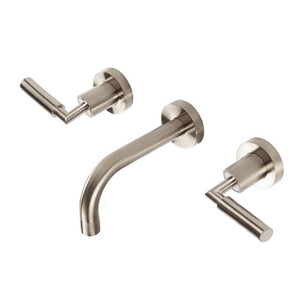 Lacava - Cigno Trim - Wall-Mount Three-Hole Faucet With Two Lever Handles, No Backplate, Spout 9 7/8 Inch