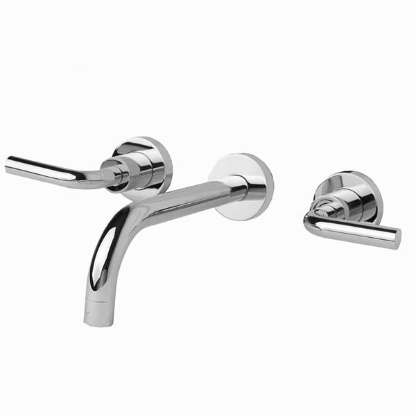 Lacava - Cigno Trim- Wall-Mount Three-Hole Faucet With Two Curved Lever Handles, No Backplate, Spout 6 Inch
