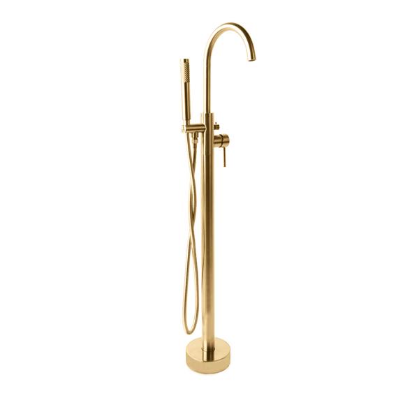 Lacava - Cigno Floor-Standing Tub Filler 37 1/4 InchH With One Lever Handle, Two-Way Diverter