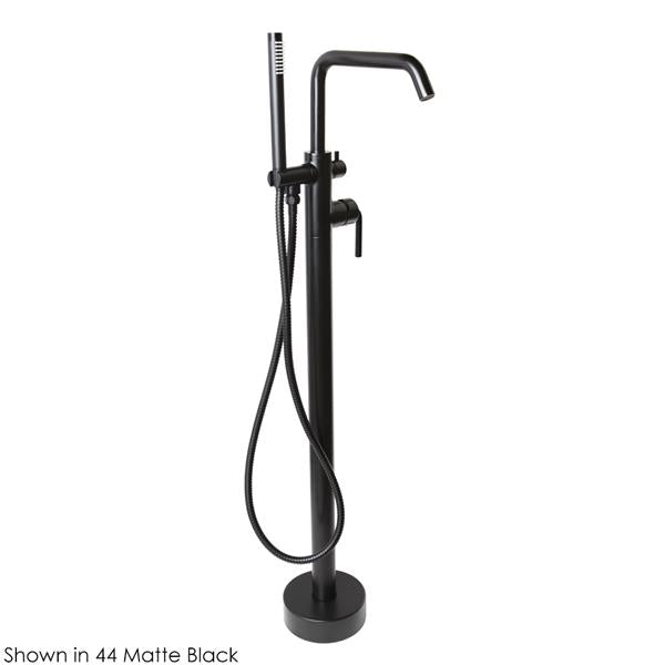 Lacava - Cigno Floor-Standing Tub Filler 37 1/4 InchH With One Curved Lever Handle, Square Spout, Two-Way Diverter