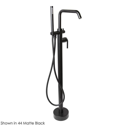 Lacava - Cigno Floor-Standing Tub Filler 37 1/4 InchH With One Curved Lever Handle, Square Spout, Two-Way Diverter