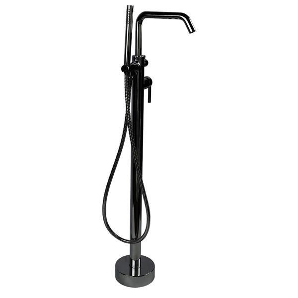 Lacava - Cigno Floor-Standing Tub Filler 37 1/4 InchH With One Curved Lever Handle, Square Spout, Two-Way Diverter