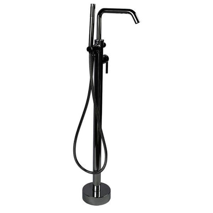 Lacava - Cigno Floor-Standing Tub Filler 37 1/4 InchH With One Curved Lever Handle, Square Spout, Two-Way Diverter