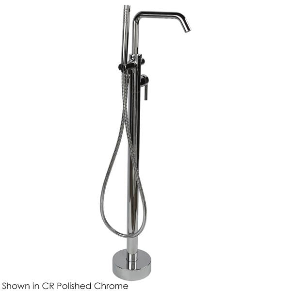 Lacava - Cigno Floor-Standing Tub Filler 37 1/4 InchH With One Curved Lever Handle, Square Spout, Two-Way Diverter