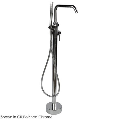 Lacava - Cigno Floor-Standing Tub Filler 37 1/4 InchH With One Curved Lever Handle, Square Spout, Two-Way Diverter