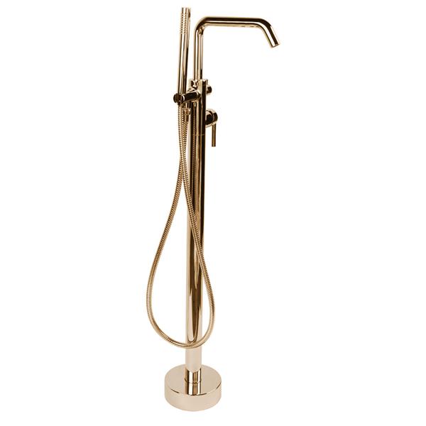 Lacava - Cigno Floor-Standing Tub Filler 37 1/4 InchH With One Curved Lever Handle, Square Spout, Two-Way Diverter