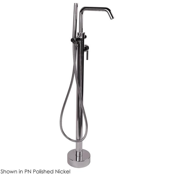 Lacava - Cigno Floor-Standing Tub Filler 37 1/4 InchH With One Curved Lever Handle, Square Spout, Two-Way Diverter