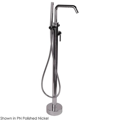 Lacava - Cigno Floor-Standing Tub Filler 37 1/4 InchH With One Curved Lever Handle, Square Spout, Two-Way Diverter