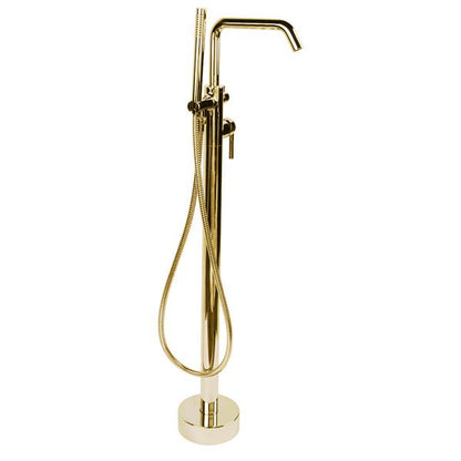 Lacava - Cigno Floor-Standing Tub Filler 37 1/4 InchH With One Curved Lever Handle, Square Spout, Two-Way Diverter