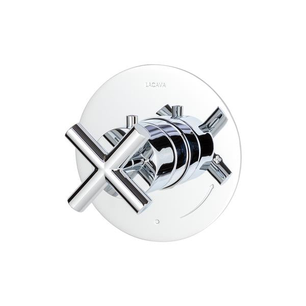 Lacava - Cigno Trim Only - Thermostatic Valve Gpm 10 (60Psi) With Round Back Plate And Cross Handle