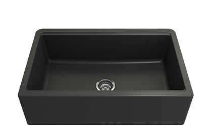 Bocchi - Arona Apron Front 33 in. Single Bowl Granite Composite Kitchen Sink with Integrated Workstation and Accessories