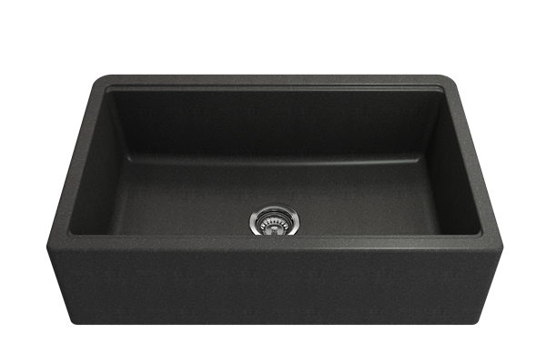 Bocchi - Arona Apron Front 33 in. Single Bowl Granite Composite Kitchen Sink with Integrated Workstation and Accessories