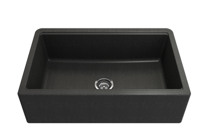 Bocchi - Arona Apron Front 33 in. Single Bowl Granite Composite Kitchen Sink with Integrated Workstation and Accessories