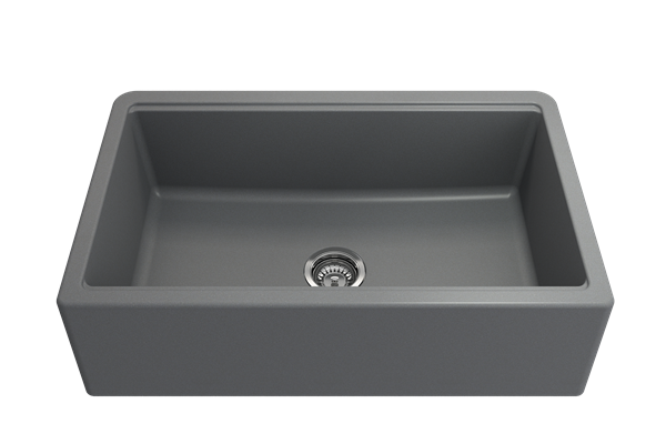 Bocchi - Arona Apron Front 33 in. Single Bowl Granite Composite Kitchen Sink with Integrated Workstation and Accessories