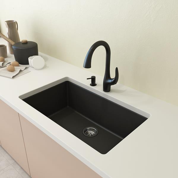 Bocchi - Campino Uno Dual Mount Granite Composite 33 in. Single Bowl Kitchen Sink with Strainer