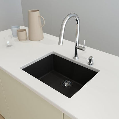 Bocchi - Campino Uno Dual Mount Granite Composite 24 in. Single Bowl Kitchen Sink with Strainer