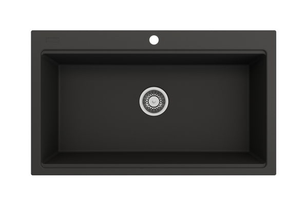Bocchi - Baveno Lux Dual-Mount 34 in. Single Bowl Granite Composite Kitchen Sink with Integrated Workstation and Accessories