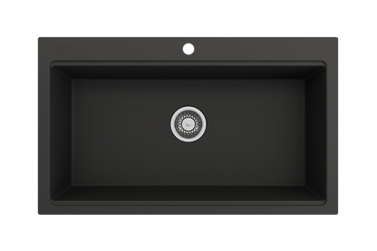 Bocchi - Baveno Lux Dual-Mount 34 in. Single Bowl Granite Composite Kitchen Sink with Integrated Workstation and Accessories