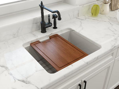 Bocchi - Sotto Dual-Mount Fireclay 24 in. Single Bowl Kitchen Sink with Protective Bottom Grid and Strainer
