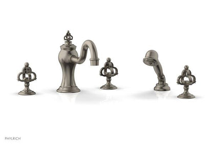 Phylrich - Couronne Deck Tub Set with Hand Shower - Cross Handle