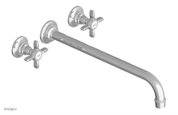 Phylrich - Jamestown Wall Lavatory Set 14 Inch Spout - Cross Handles