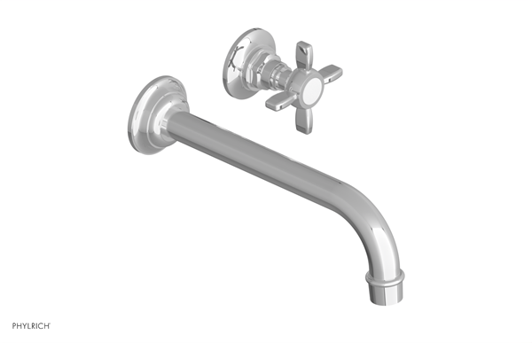 Phylrich - Jamestown Single Handle Wall Lavatory Set 10 Inch Spout - Cross Handle