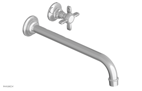Phylrich - Jamestown Single Handle Wall Lavatory Set 12 Inch Spout - Cross Handle
