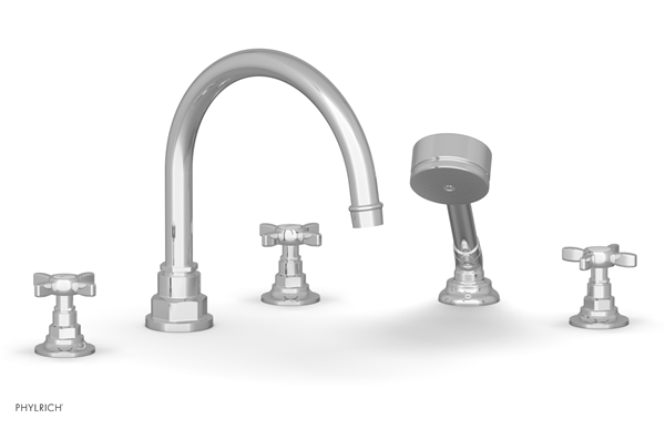 Phylrich - Jamestown Deck Tub Set with Hand Shower - Cross Handles